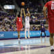 Jameer Nelson Jr. hits a three over Houston's LJ Cryer.
